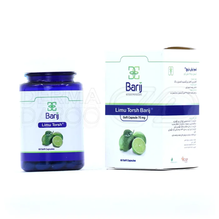 barij-essence-lime-75mg-60-soft-capules (1) کپسول نرم لیموترش ۷۵ میلیگرم باریج اسانس، با لیمونن، در بستهبندی، کاهش وزن، چربیسوز، افزایش متابولیسم.