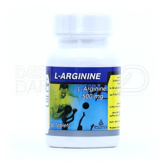 قرص ال آرژنین ۵۰۰ میلی‌گرم دانا، بسته‌بندی مقاوم، مکمل غذایی، تقویت قوای جنسی و جریان خون.
