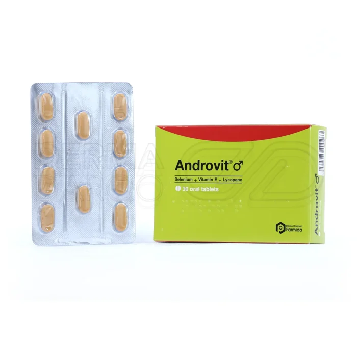 بسته‌بندی قرص آندروویت مردانه دارو درمان پارمیدا، مکمل تقویت قوای جنسی و انرژی آقایان