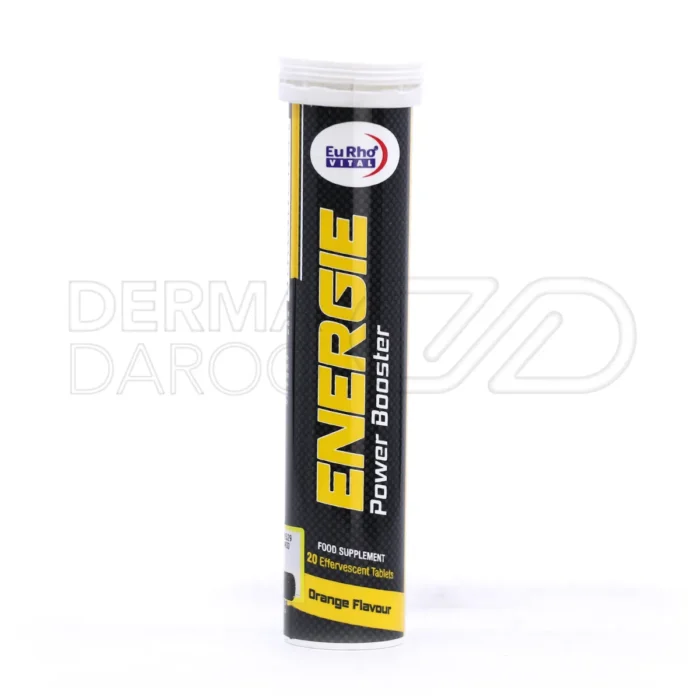 eurho-vital-energie-20-effervescent-tabs (1) قرص جوشان انرژیزا یوروویتال در بستهبندی بهداشتی، با طعم پرتقال، حاوی تائورین و کافئین برای افزایش انرژی و کاهش خستگی
