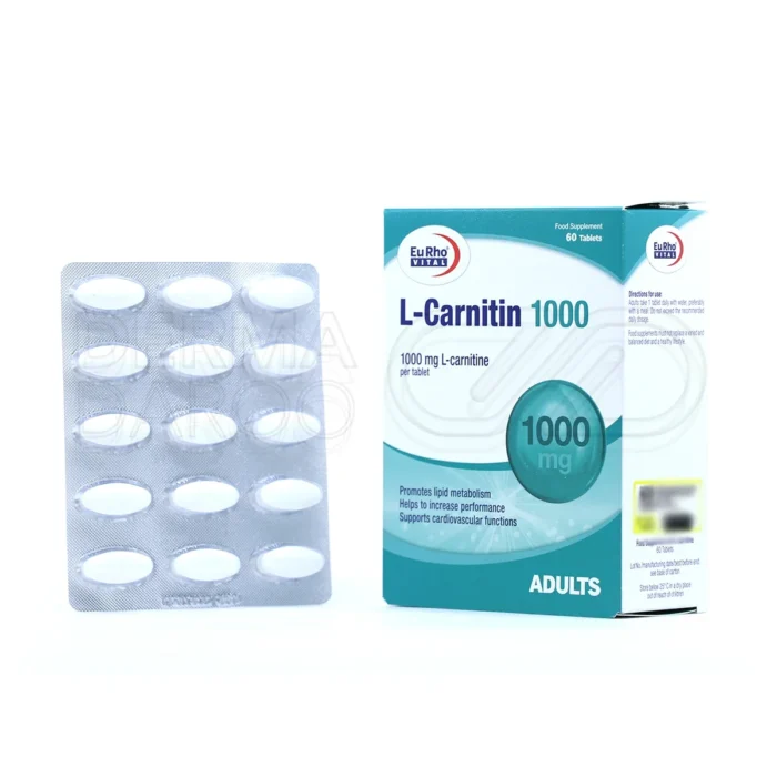 eurho-vital-l-carnitin-1000-mg-60-tabs (1) قرص ال کارنیتین ۱۰۰۰ میلی گرم یوروویتال - تصویر 1