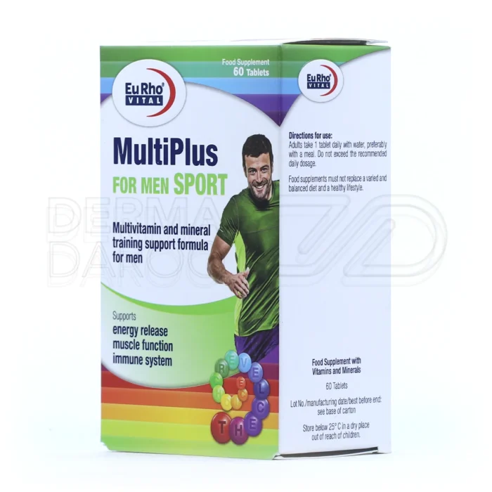 مولتی ویتامین اسپرت یوروویتال، با ال-لایزین و جینسینگ، آنتی‌اکسیدان، افزایش سطح انرژی، مناسب مصرف روزانه ورزشکاران.