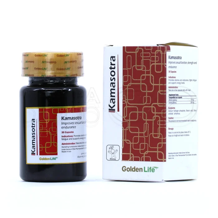 golden-life-kamasotra-30-caps (1) کپسول کاماسوترا گلدن لایف، بستهبندی مقاوم، مکمل گیاهی با جینسینگ، تقویت جنسی و انرژی.