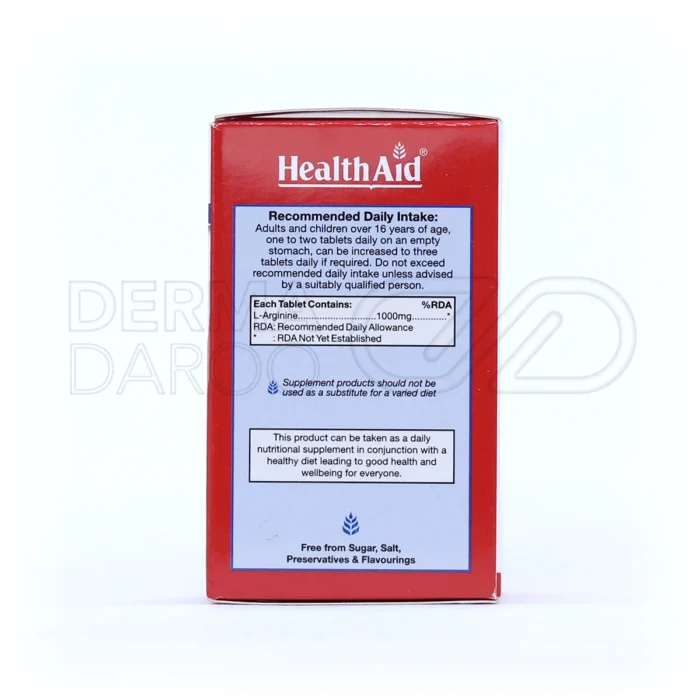 قرص ال آرژنین 1000mg هلث اید مخصوص عضله سازی و افزایش استقامت در تمرینات ورزشی