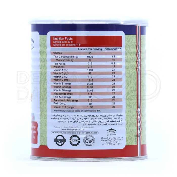 پودر اسلیم لست کارن، با فیبر جو دوسر و کلسیم، کاهش وزن، منبع پروتئین و ویتامین‌ها، مناسب رژیم غذایی کم‌کالری.