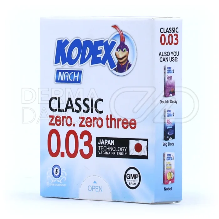 کاندوم ۳۰ میکرون کدکس، فوق نازک ۰.۰۳ میلی‌متر، افزایش لذت و تحریک جنسی.