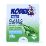 کاندوم کلاسیک آلوئه‌ورا کدکس، بسته‌بندی مقاوم، لاتکس طبیعی نازک، لوبریکنت پایدار و رایحه مطبوع.