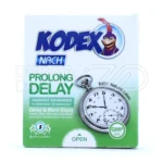 کاندوم تاخیری پرولانگ دیلی کدکس، بسته‌بندی مقاوم، لاتکس نازک، تاخیری با لوبریکانت و نوک ذخیره.