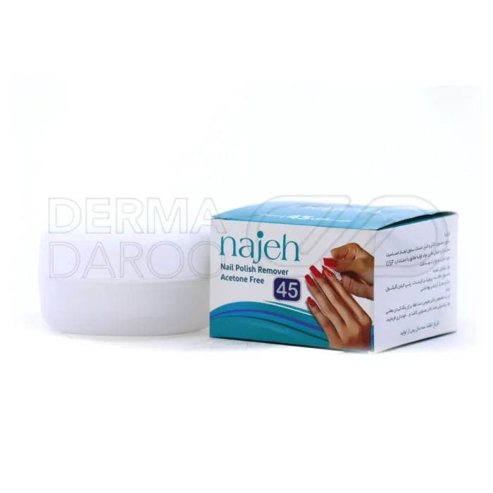 قوطی لاک پاک کن بدون استون ناژه با بسته بندی سبز، حاوی ویتامین E و B5، پاک کننده قوی و تقویت کننده ناخن طبیعی