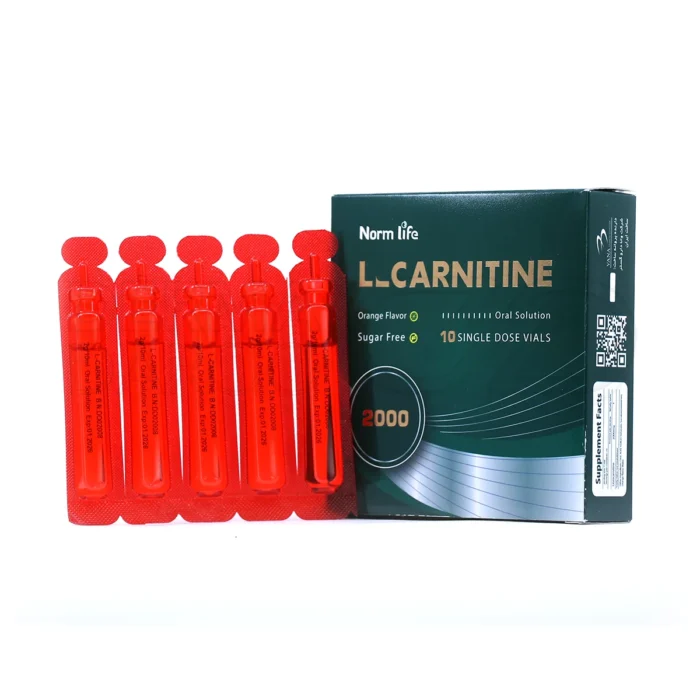 norm-life-l-carnitine-2000-10-single-dose-vials (1) ویال خوراکی ال کارنیتین ۲۰۰۰ نورم لایف با طعم پرتقال، مکملی مؤثر برای افزایش متابولیسم چربی و کمک به کاهش وزن و بهبود ریکاوری ورزشی