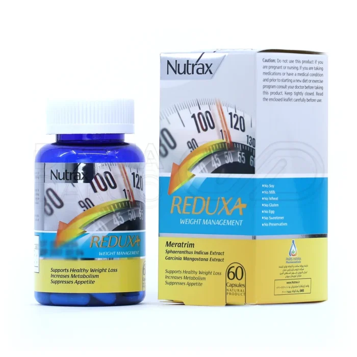 nutrax-reduxa-60-capsules (1) کپسول ردوکسا نوتراکس، بستهبندی مقاوم، مکمل مراتریم، کاهش وزن و اشتها، تقویت متابولیسم.