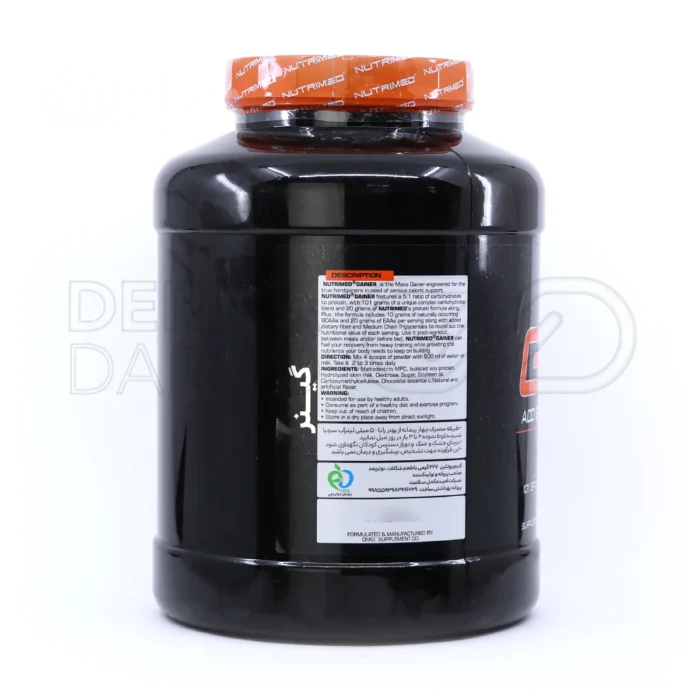 محصول گینر نوتریمد حاوی BCAA و گلوتامین، غنی از ویتامین A و D، جلوگیری از افت قند خون و حفظ حالت آنابولیک بدن