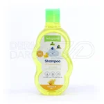 بطری شامپو بچه بیبی لند، حاوی ویتامین E و عصاره خیار، مناسب پوست حساس، بدون سوزش چشم، درخشان کننده