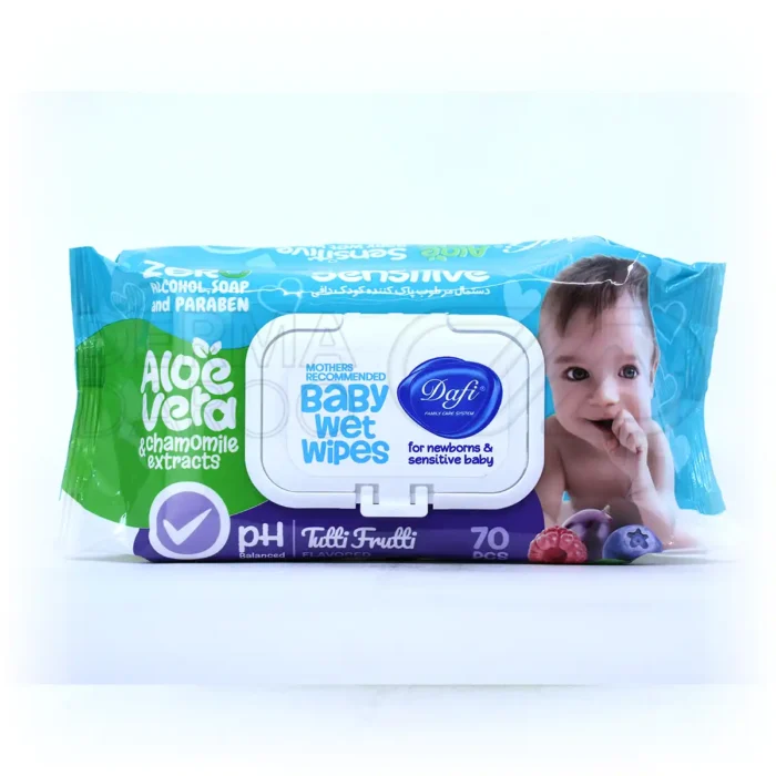 دستمال مرطوب کودک آلوئه ورا دافی مناسب پوست حساس 70 عددی
