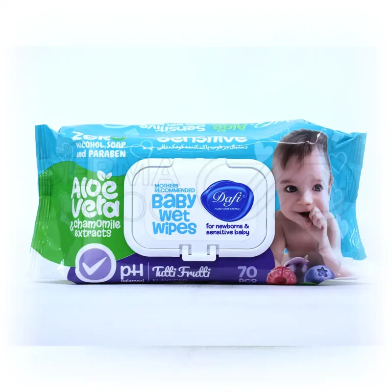 دستمال مرطوب کودک آلوئه ورا دافی مناسب پوست حساس 70 عددی