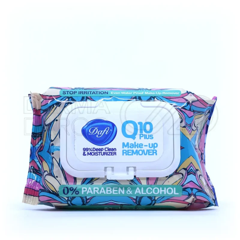 دستمال مرطوب پاک کننده آرایش Q10 Plus دافی 50 عددی
