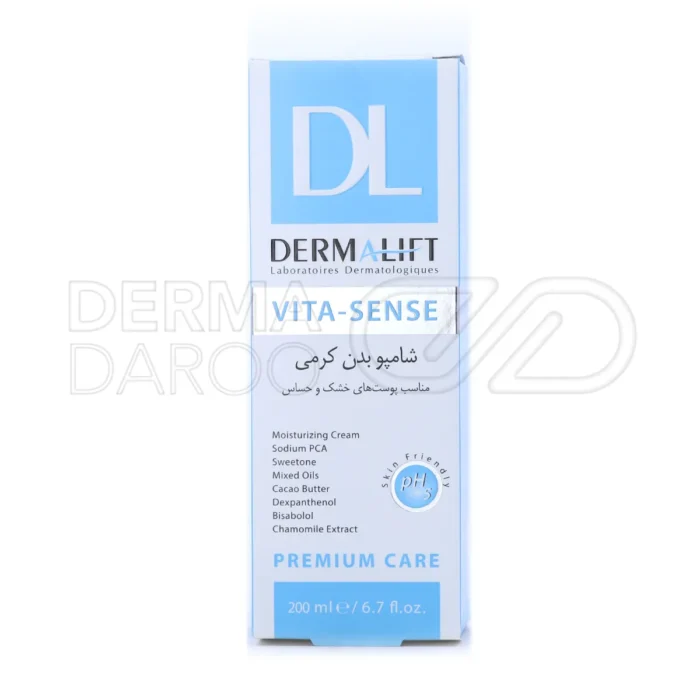 شامپو کرمی درمالیفت، فاقد سولفات و پارابن، حاوی روغن سویا و کتان، مناسب پوست حساس