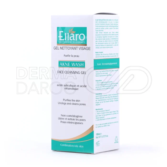 ژل آکنه واش الارو با گلیسرین و اولئانولیک اسید، آکنه را بهبود داده و منافذ پوست را کوچک می‌کند