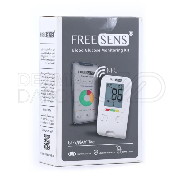 نوار فری سنس برای قند خون، زمان تست 6 ثانیه، حجم خون کم 0.3 میکرولیتر، بسته 50 تایی