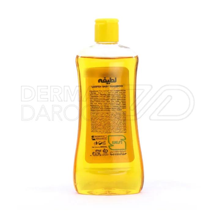 شامپو بچه لطیفه مدل ساده با فرمول ملایم، بدون سوزش چشم، رطوبت رسان و تقویت کننده درخشندگی موهای حساس کودکان