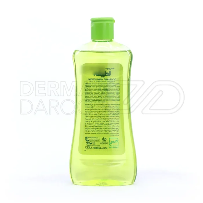 شامپو بچه لطیفه با عصاره بابونه، فرمول ملایم بدون سوزش چشم، رطوبت رسان و تقویت کننده درخشندگی موهای کودک