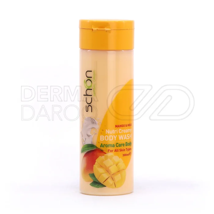 schon-nutri-creamy-mango-and-milk-body-wash-for-all-skin-types-300-ml (1) شامپو بدن کرمی شیر انبه شون مناسب انواع پوست 300 میلی لیتر