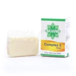 بسته بندی صابون کمپلکس 3 سیوند با طراحی ساده، حاوی روغن درخت چای و موم زنبور عسل، مناسب پوست چرب و آکنه دار