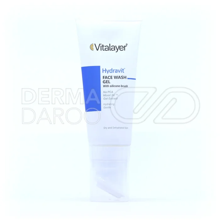 ژل شستشوی صورت هیدراویت ویتالیر، بسته‌بندی مقاوم، پاک‌کننده ملایم، آبرسان پوست خشک و محافظ سد دفاعی پوست.