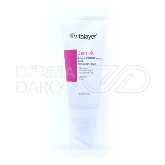 ژل شستشوی صورت سنسی ویت ویتالیر، بسته‌بندی مقاوم، مکمل عصاره خیار، پاک‌کننده ملایم و آبرسان پوست حساس.