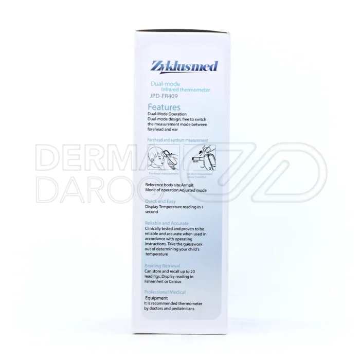 دستگاه FR409 زیکلاس مد با سوییچ آسان از حالت پیشانی به گوش، مناسب کودکان و بزرگسالان برای سنجش دقیق دمای بدن بدون تماس
