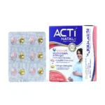 مولتی ویتامین اکتی ناتال پلاس، بسته‌بندی مقاوم، مکمل بارداری با امگا ۳، تقویت سلامت مادر و جنین.