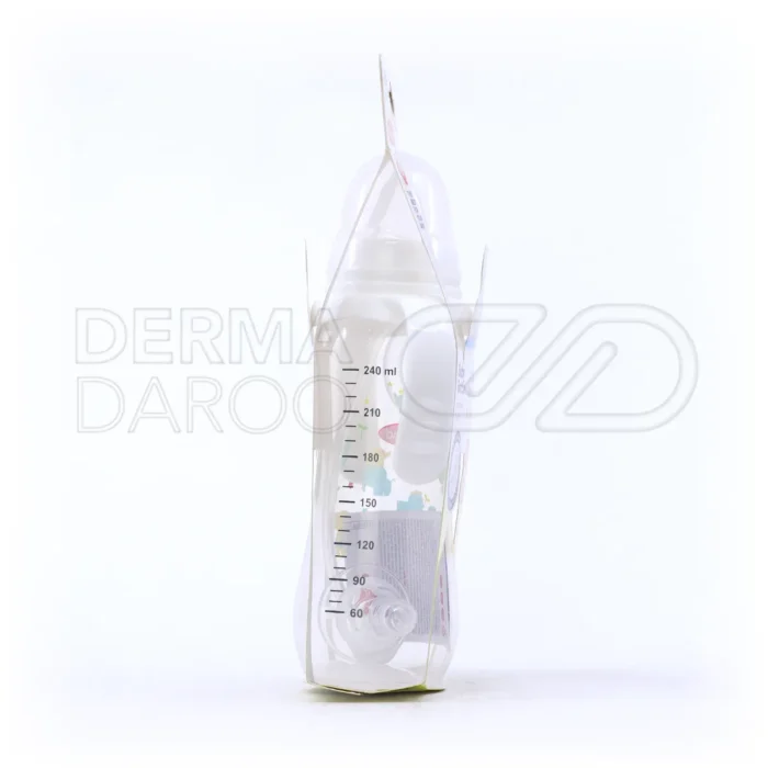 شیشه شیر بیبی لند 240 میلی‌لیتر، مناسب 6-18 ماه، فاقد BPA، سری سیلیکونی بهداشتی، دسته ارگونومیک