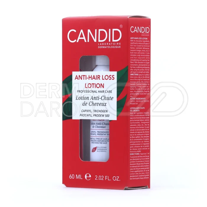 لوسیون ضد ریزش کاندید، با نیاسینامید و پپتاید، مهار آنزیم ۵ آلفا ردوکتاز، تقویت و تغذیه مو، بدون نیاز به شستشو.