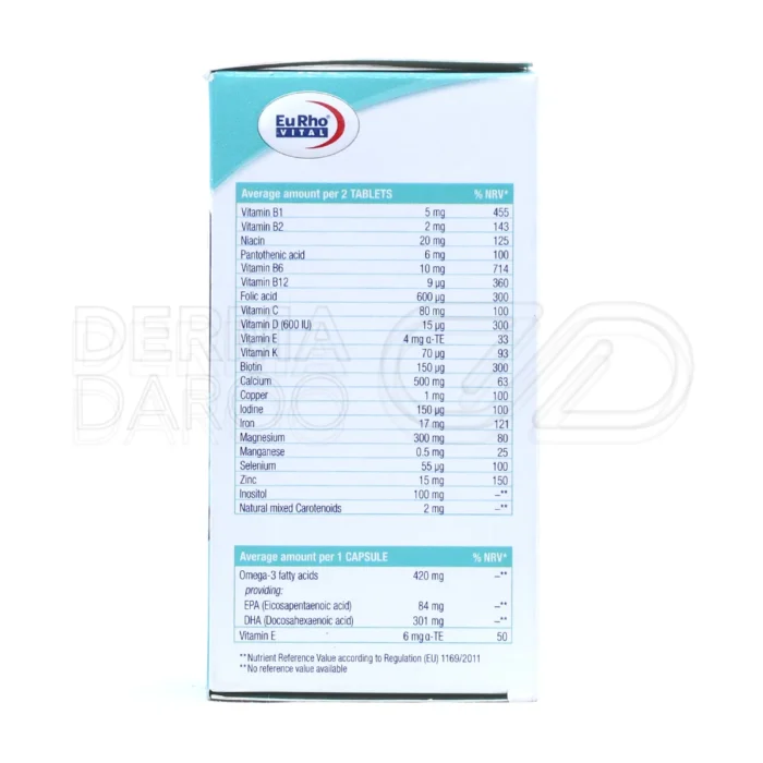 قرص بارداری یوروویتال جهت تأمین آهن، کلسیم و فولات مورد نیاز مادران