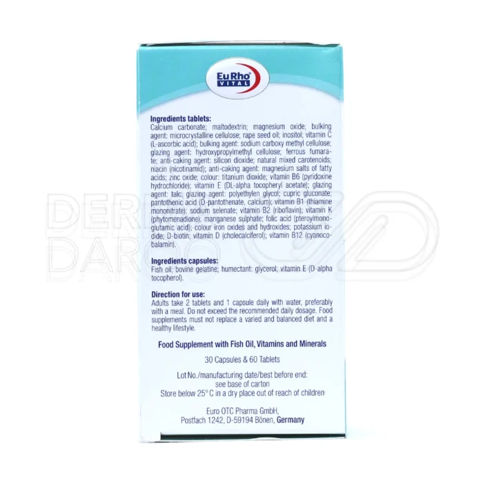 قرص و کپسول مکمل پرینامکس دیورینگ پرگننسی یوروویتال برای تغذیه کامل مادر باردار