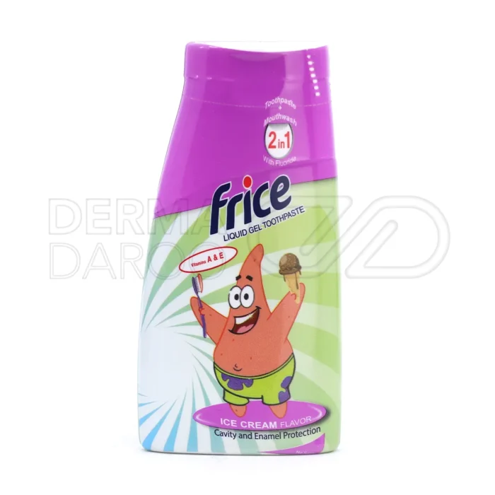 خمیر دندان ژله‌ای فریس طعم بستنی، در تیوب پلاستیکی، حاوی فلوراید 1000ppm، محافظ لثه و دندان کودک