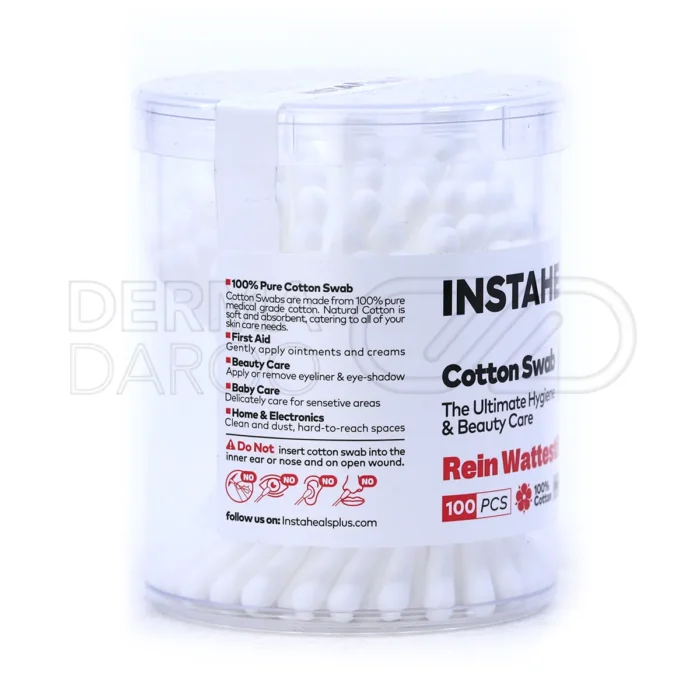 گوش پاک کن اینستاهیل، پنبه خالص، با جذب بالا، مناسب پاکسازی لاله گوش و استعمال پماد