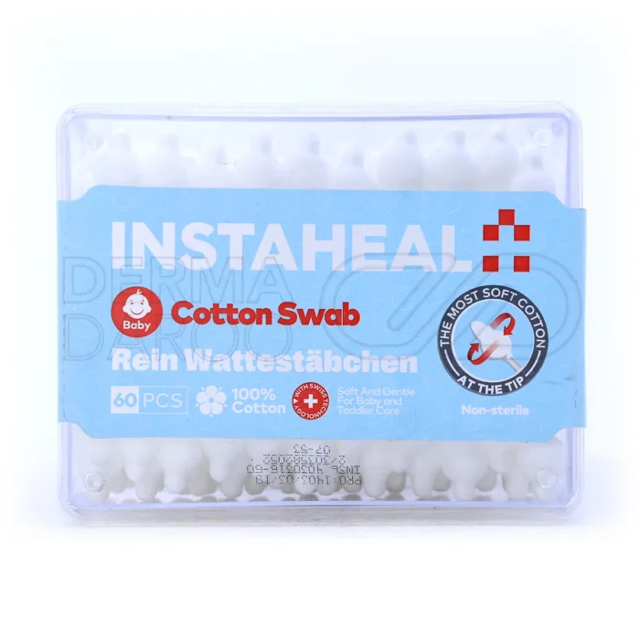 گوش پاک کن کودک اینستاهیل در بسته بندی مکعبی، پنبه 100% خالص، انعطاف پذیر و ایمن برای گوش نوزاد