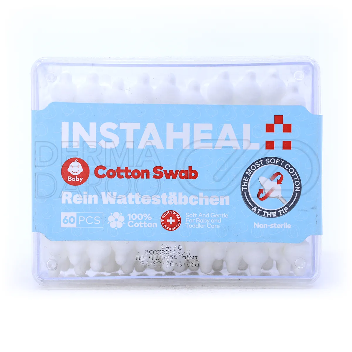 گوش پاک کن کودک اینستاهیل در بسته بندی مکعبی، پنبه 100% خالص، انعطاف پذیر و ایمن برای گوش نوزاد