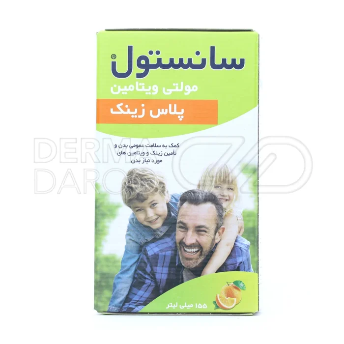 شربت مولتی سانستول، با زینک و ویتامین D3، تقویت سیستم ایمنی، کاهش خستگی، بهبود رشد ذهنی و جسمی کودکان.