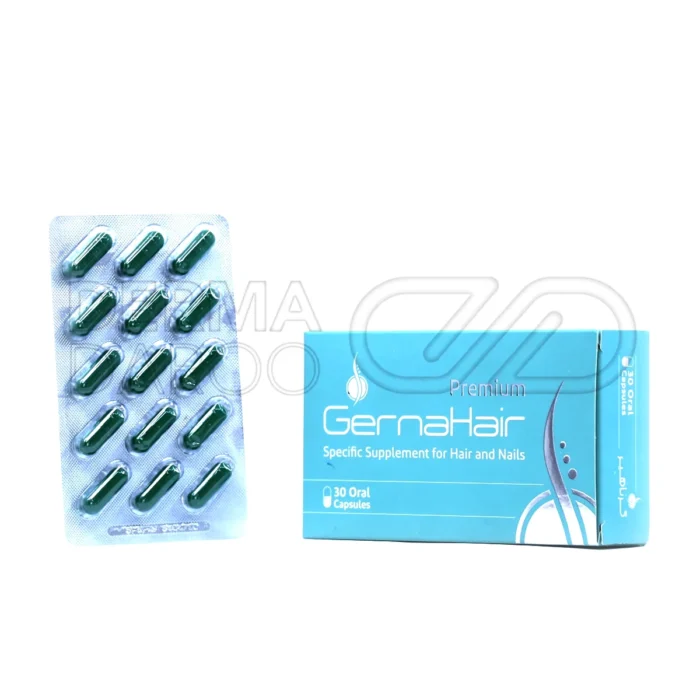 adrian-gernahair-premium-30-oral-capsules (1) کپسول گرناهیر پریمیوم آدریان در بستهبندی سفید و نارنجی حاوی مکمل تقویتی برای مو و ناخن با فرمولاسیون حاوی کراتین، سیستین و ویتامینهای گروه B