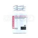 نمایی از بسته‌بندی کپسول هیر اسکین اند نیلز برونسون همراه با تصویر کپسول‌ها؛ مکملی سرشار از ویتامین‌ها و آنتی‌اکسیدان‌ها برای تقویت مو، پوست و ناخن‌ها