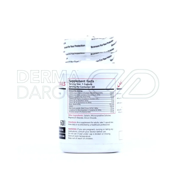 مکمل تقویتی برونسون جهت کمک به افزایش رشد مو و پیشگیری از ریزش با ترکیباتی نظیر بیوتین و شبدر قرمز