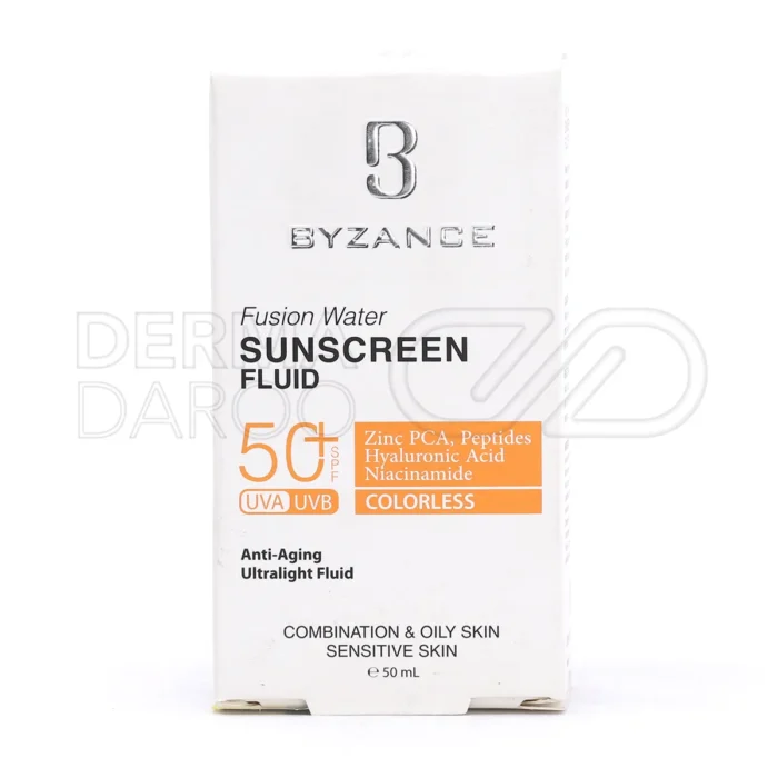 فلوئید ضد آفتاب فیوژن واتر SPF۵۰ بیزانس مناسب پوست چرب و مختلط ۵۰ میلی لیتر