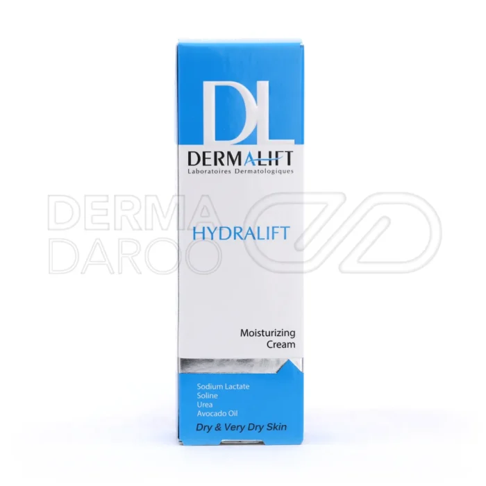 کرم مرطوب‌کننده هیدرالیفت درمالیفت، با گلایسین و کراتین، آبرسانی طولانی‌مدت، نرمی پوست، مناسب استفاده روزانه و شبانه.