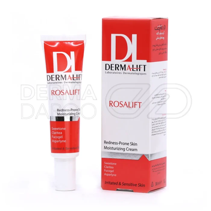 کرم ضد قرمزی رزالیفت درمالیفت، با عصاره کاملیا سینسیس و گلیسیرین، در تیوپی، تسکین التهاب پوست حساس، فاقد استروئید، ضد قرمزی.