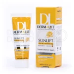 کرم ضدآفتاب رنگی درمالیفت SPF50 در بسته‌بندی شیک، با پوشش کرم‌پودری، محافظ پوست خشک و معمولی در برابر اشعه‌های مضر