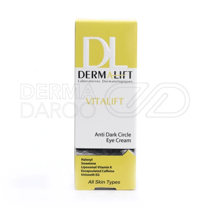 کرم ویتالیفت درمالیفت، مرطوب کننده و ضد تیرگی دور چشم، با گلیسیرین و صمغ زانتان، مناسب انواع پوست