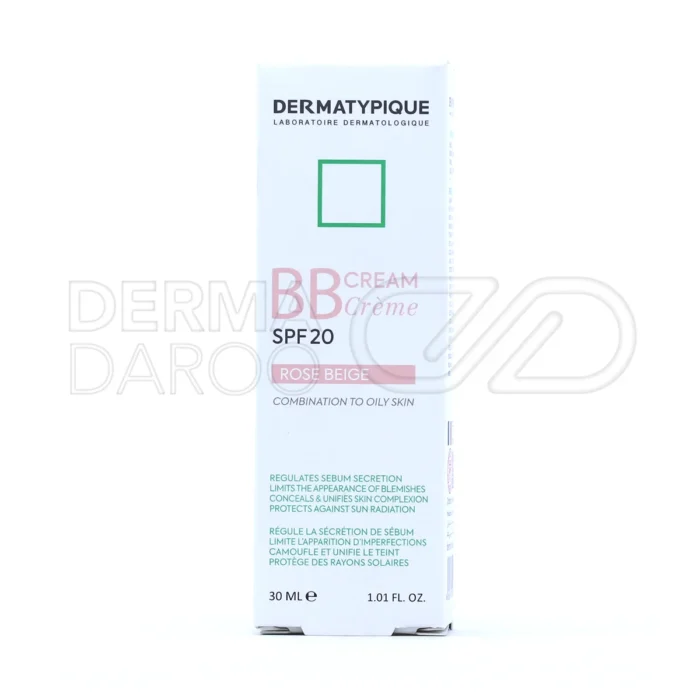 بی‌بی کرم درماتیپیک، با لسیتین و عصاره پورفیرا، مات‌کننده، جلوگیری از خشکی، محافظ UVA/UVB، ضد آکنه.