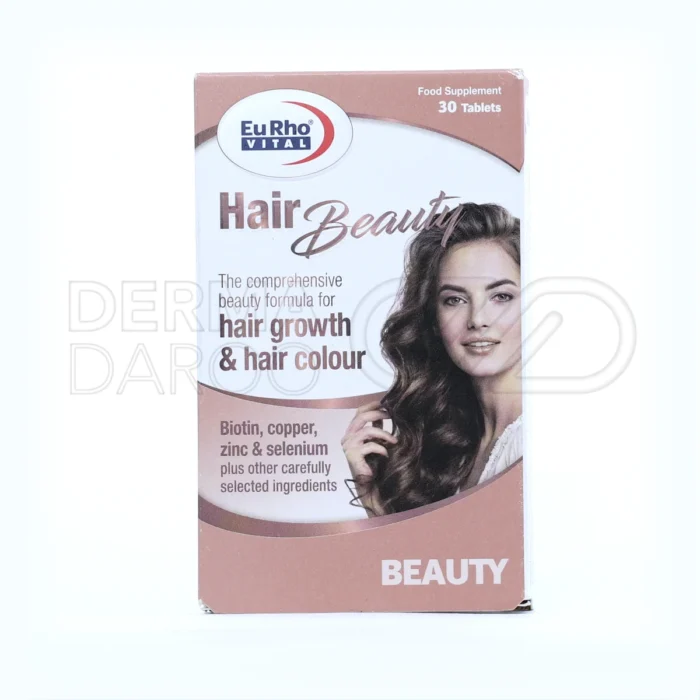 مکمل هیر بیوتی یوروویتال حاوی ترکیبات گیاهی و ویتامین‌ها برای رشد مجدد مو